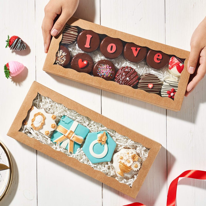 JCXPACK 24PCS 12 x 5 x 1.5 inches Auto-Popup One Piece Premium Cookies Boxes  Kraft Brown Macaron Boxes Packaing  Bakery Box for Holiday Cookie Gift Sets - Image 4